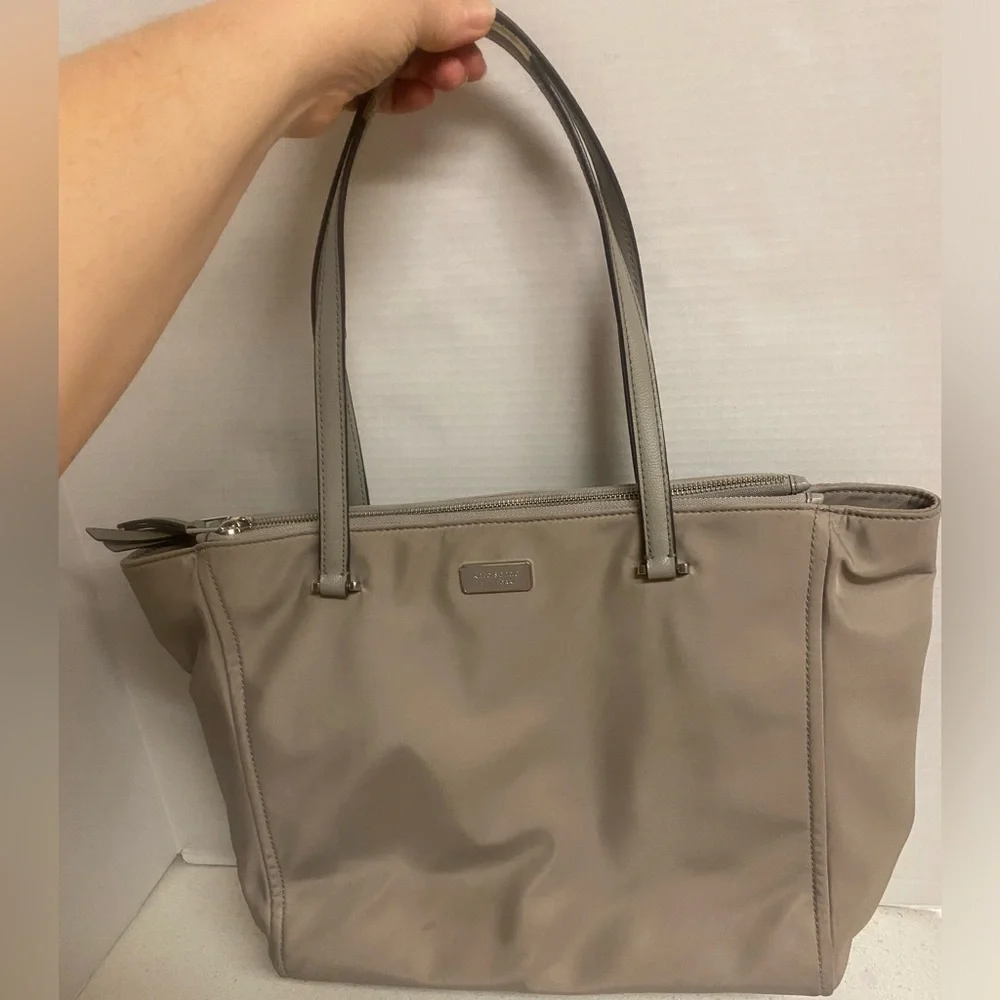 kate spade taupe beige nylon tote